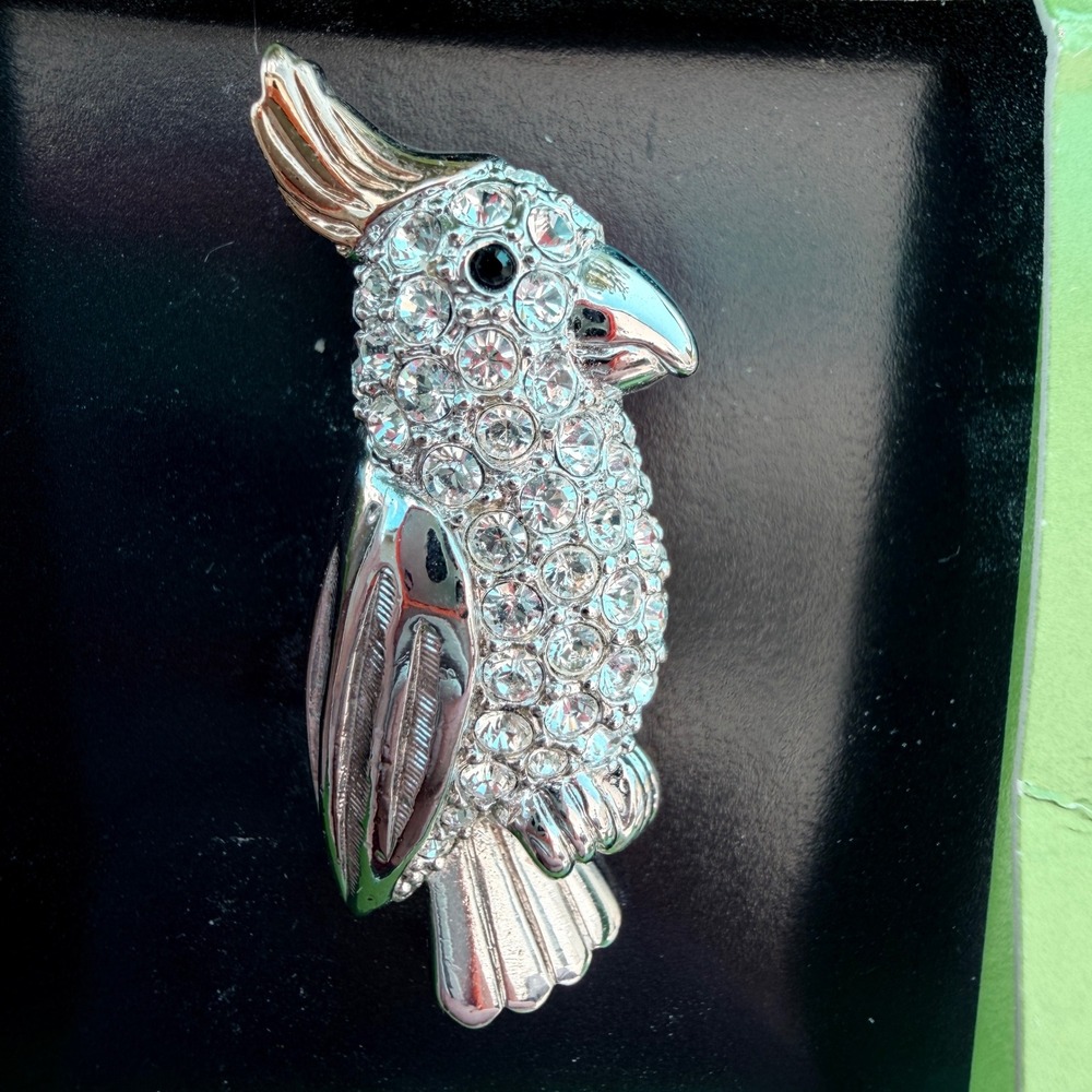Australia Wild Jewellery Cockatoo Brooch 18ct Gold Plate Crystal Bird Pin OS